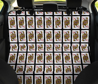 Queen Of Diamonds Playing Card Pattern Print Pet Car Back Seat Cover