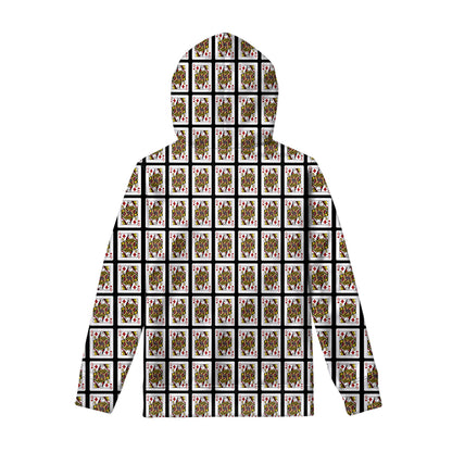 Queen Of Diamonds Playing Card Pattern Print Pullover Hoodie