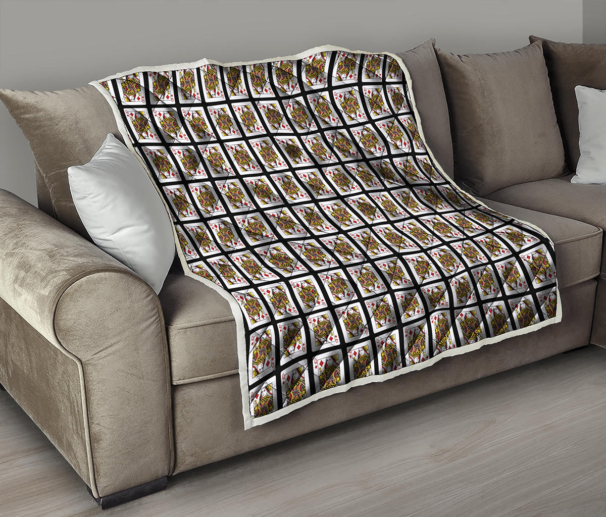 Queen Of Diamonds Playing Card Pattern Print Quilt
