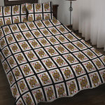 Queen Of Diamonds Playing Card Pattern Print Quilt Bed Set