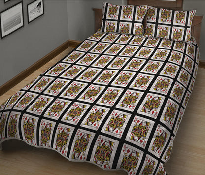 Queen Of Diamonds Playing Card Pattern Print Quilt Bed Set
