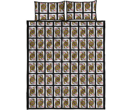 Queen Of Diamonds Playing Card Pattern Print Quilt Bed Set
