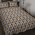 Queen Of Diamonds Playing Card Pattern Print Quilt Bed Set