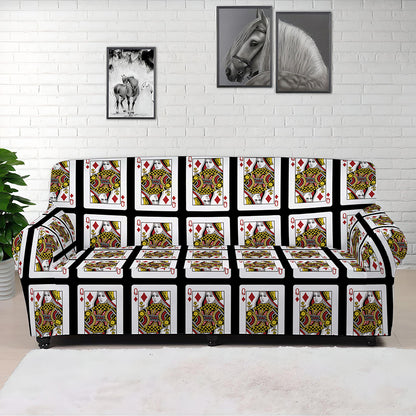 Queen Of Diamonds Playing Card Pattern Print Sofa Cover