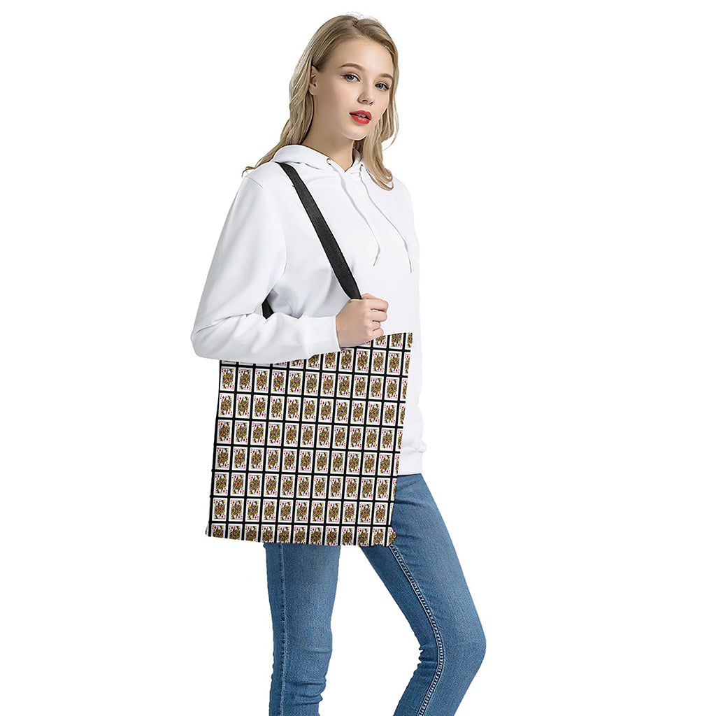 Queen Of Diamonds Playing Card Pattern Print Tote Bag