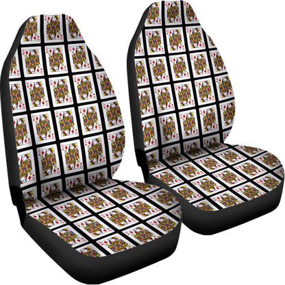 Queen Of Diamonds Playing Card Pattern Print Universal Fit Car Seat Covers