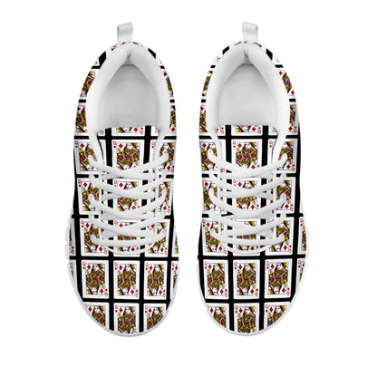 Queen Of Diamonds Playing Card Pattern Print White Sneakers