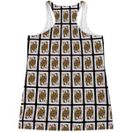 Queen Of Diamonds Playing Card Pattern Print Women's Racerback Tank Top