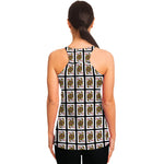 Queen Of Diamonds Playing Card Pattern Print Women's Racerback Tank Top