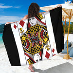 Queen Of Diamonds Playing Card Print Beach Sarong Wrap