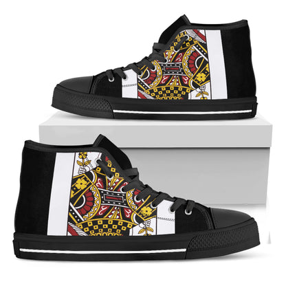 Queen Of Diamonds Playing Card Print Black High Top Shoes