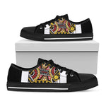 Queen Of Diamonds Playing Card Print Black Low Top Shoes 