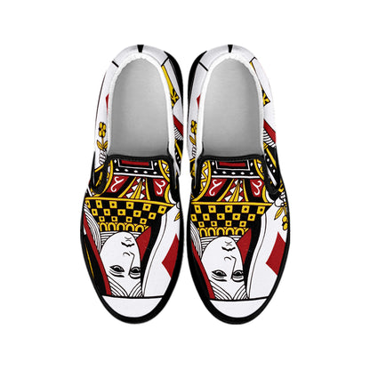 Queen Of Diamonds Playing Card Print Black Slip On Shoes