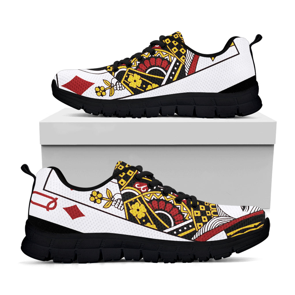 Queen Of Diamonds Playing Card Print Black Sneakers