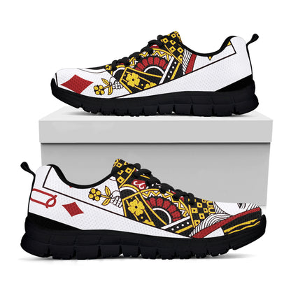 Queen Of Diamonds Playing Card Print Black Sneakers