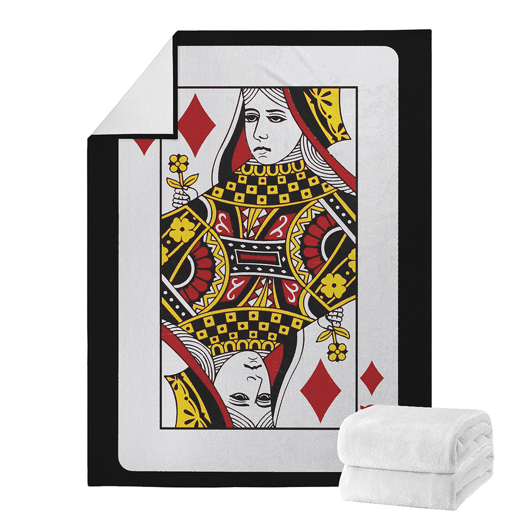 Queen Of Diamonds Playing Card Print Blanket