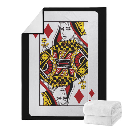 Queen Of Diamonds Playing Card Print Blanket