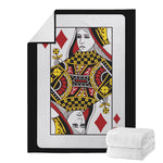 Queen Of Diamonds Playing Card Print Blanket