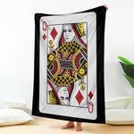 Queen Of Diamonds Playing Card Print Blanket