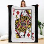 Queen Of Diamonds Playing Card Print Blanket