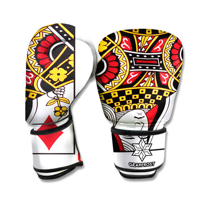 Queen Of Diamonds Playing Card Print Boxing Gloves