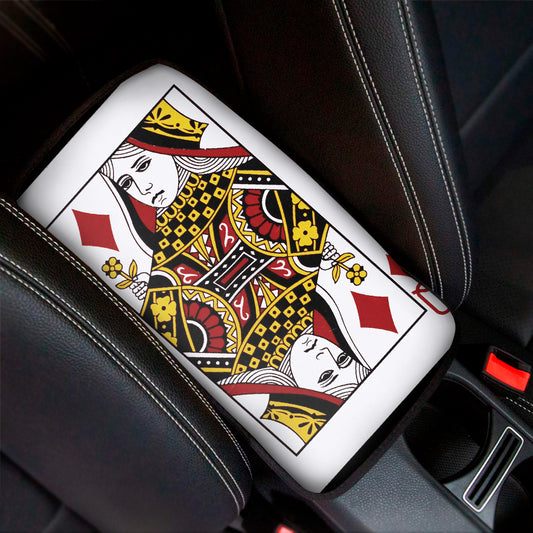 Queen Of Diamonds Playing Card Print Car Center Console Cover