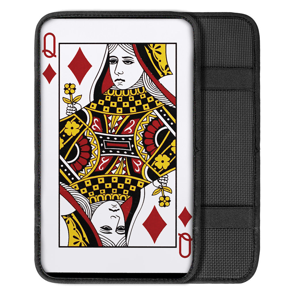 Queen Of Diamonds Playing Card Print Car Center Console Cover