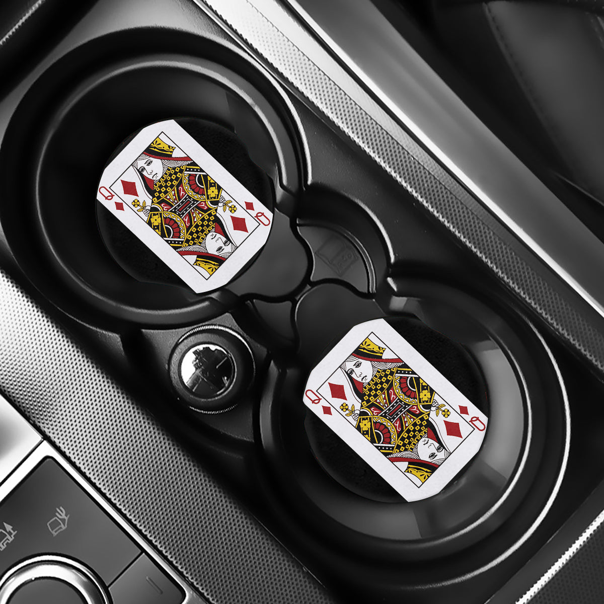 Queen Of Diamonds Playing Card Print Car Coasters