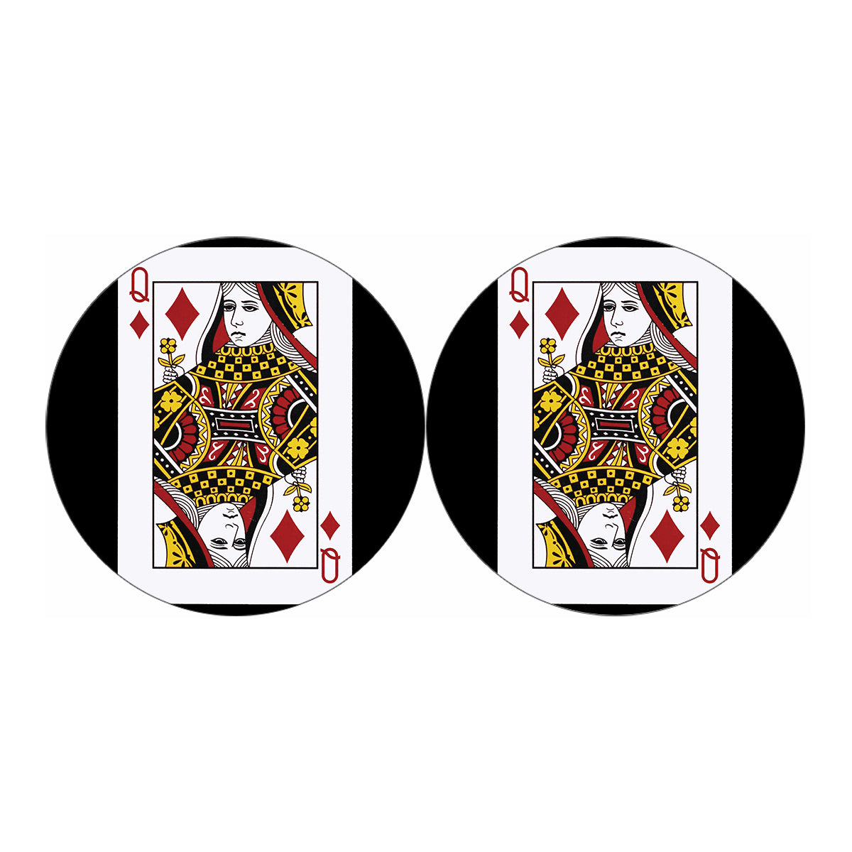Queen Of Diamonds Playing Card Print Car Coasters