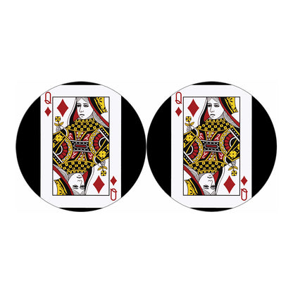 Queen Of Diamonds Playing Card Print Car Coasters