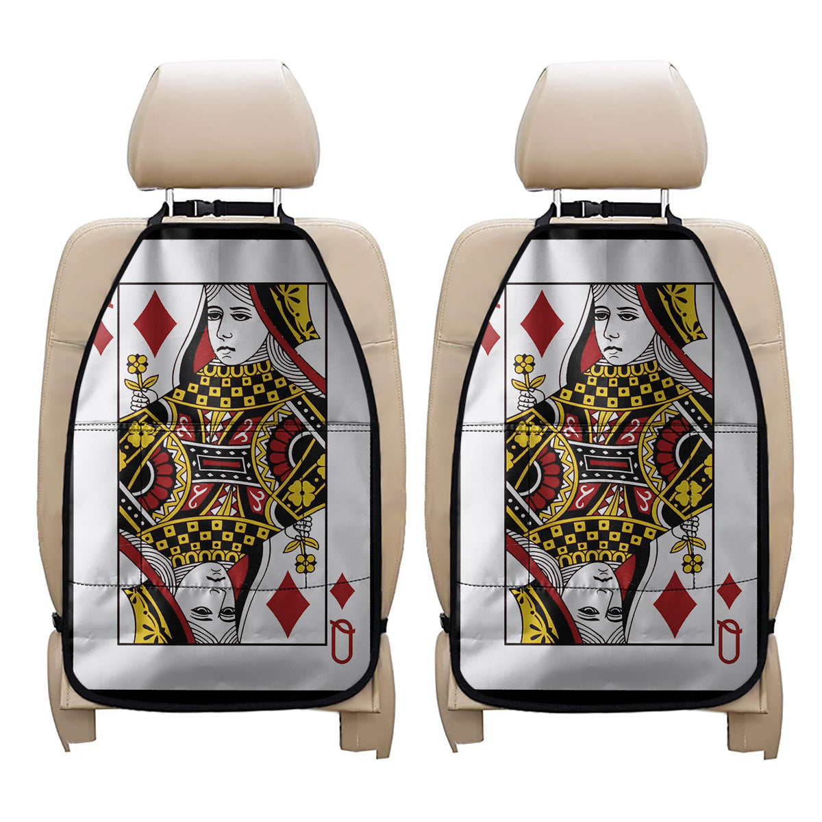 Queen Of Diamonds Playing Card Print Car Seat Organizers