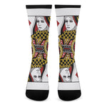 Queen Of Diamonds Playing Card Print Crew Socks