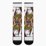 Queen Of Diamonds Playing Card Print Crew Socks