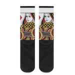 Queen Of Diamonds Playing Card Print Crew Socks
