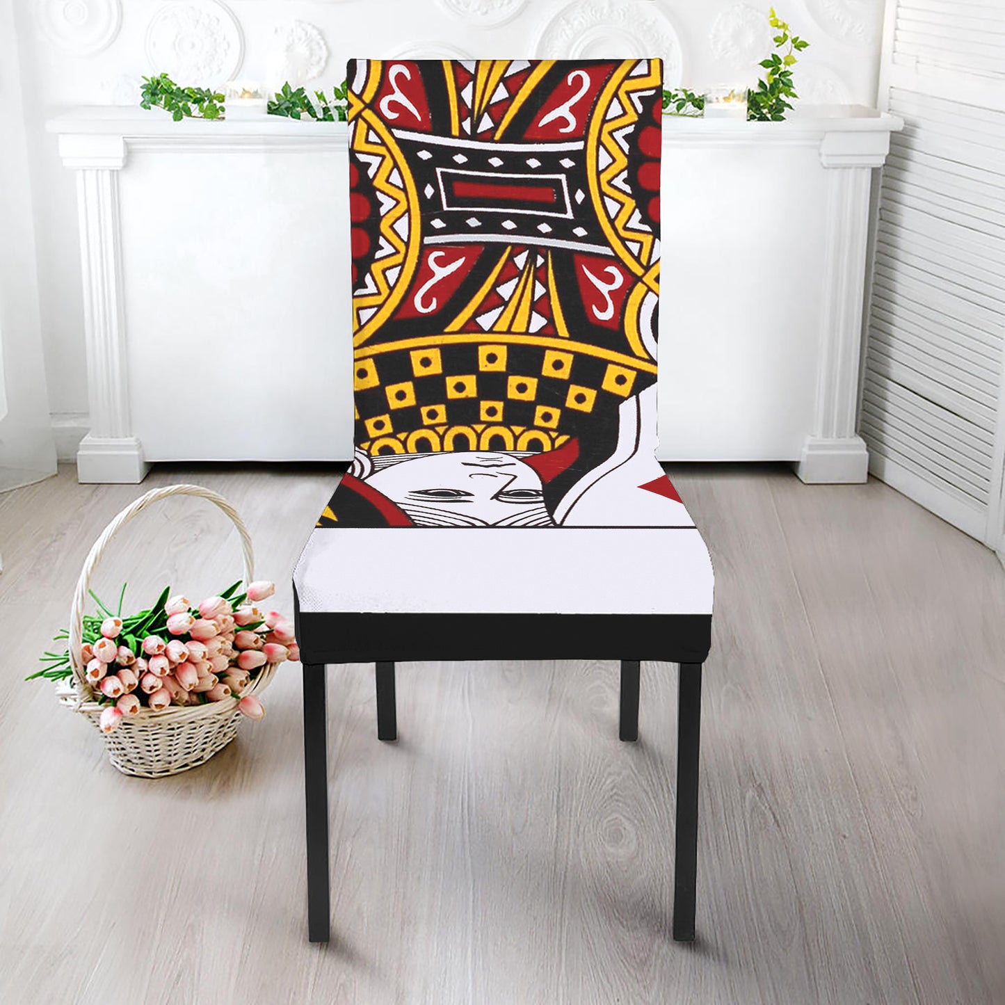 Queen Of Diamonds Playing Card Print Dining Chair Slipcover