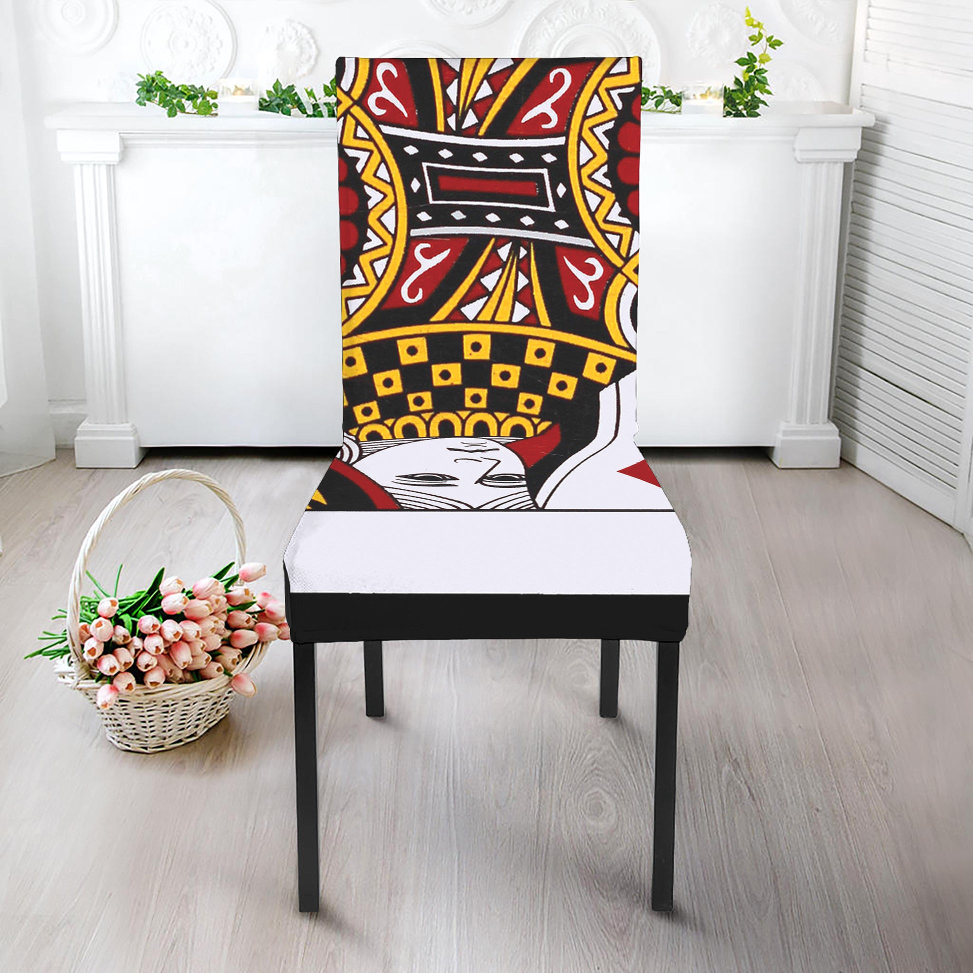Queen Of Diamonds Playing Card Print Dining Chair Slipcover