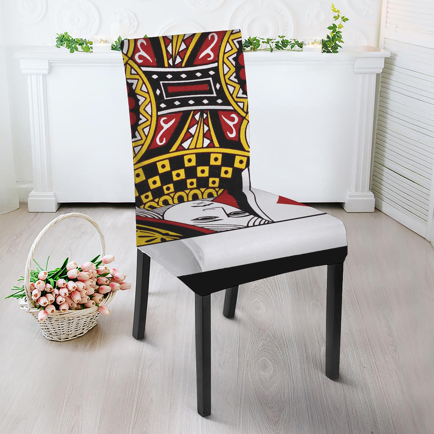 Queen Of Diamonds Playing Card Print Dining Chair Slipcover