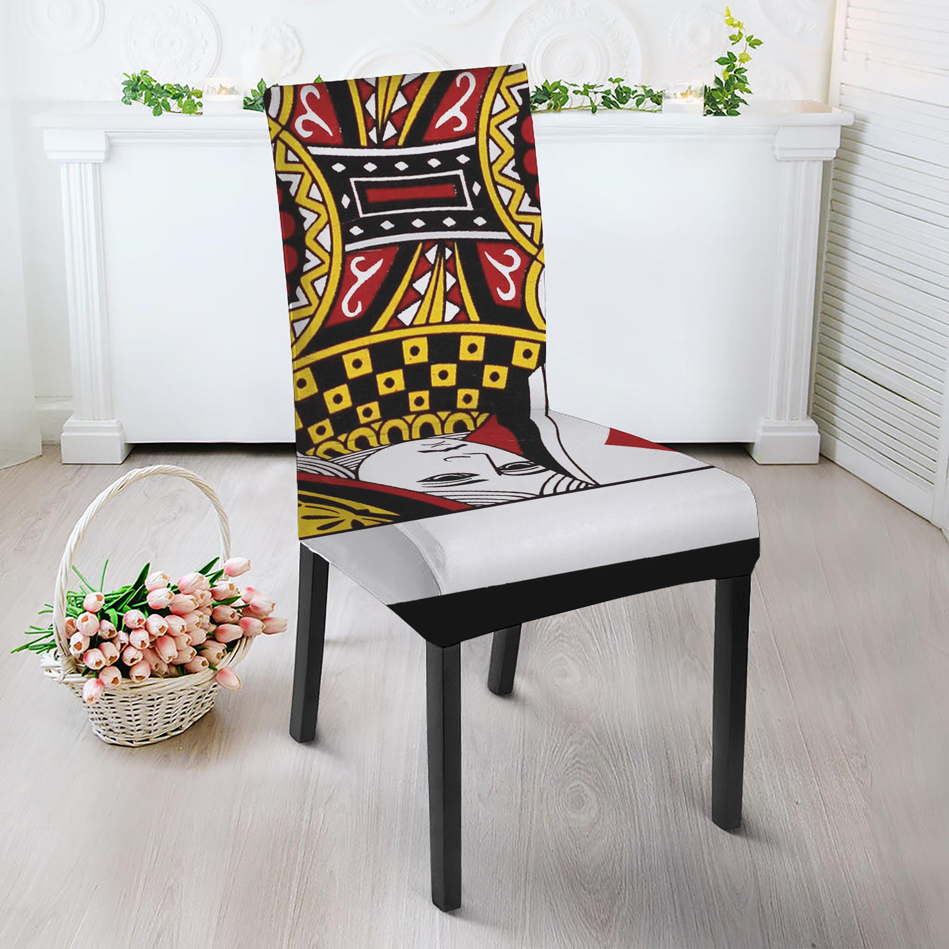 Queen Of Diamonds Playing Card Print Dining Chair Slipcover