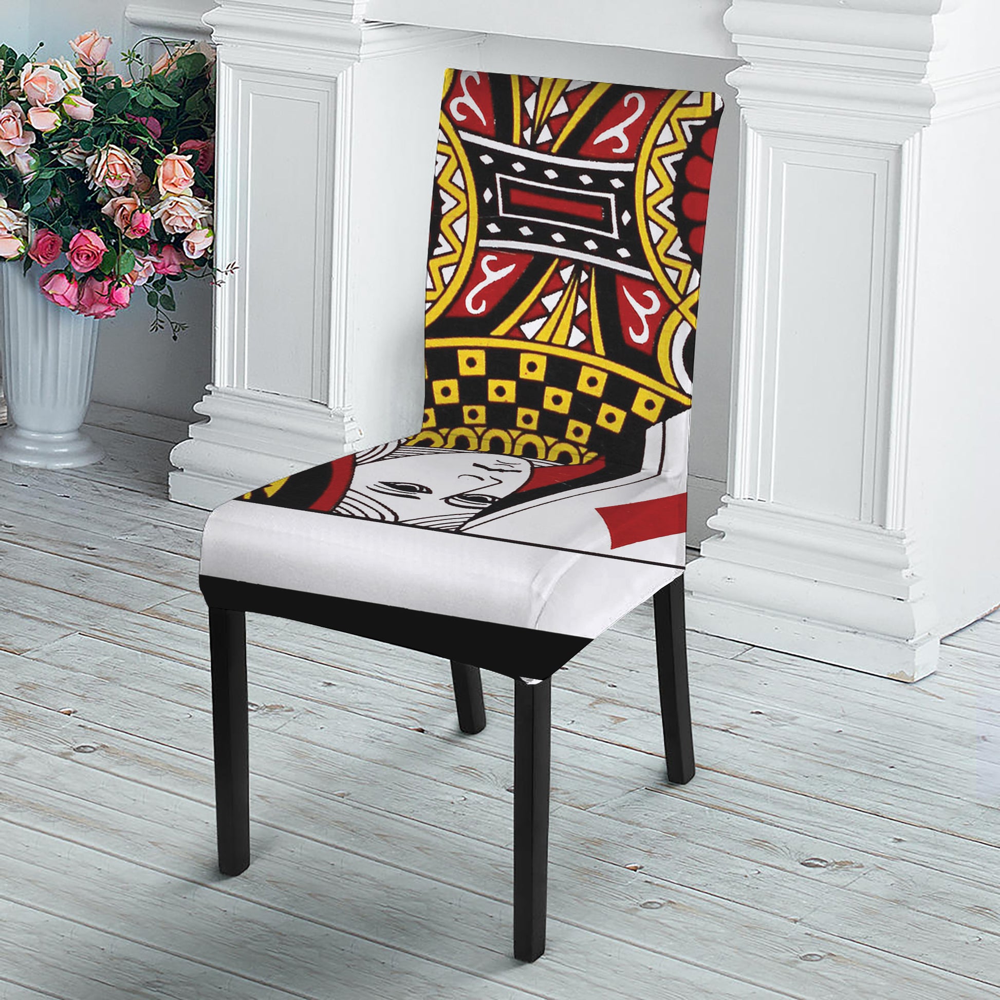 Queen Of Diamonds Playing Card Print Dining Chair Slipcover