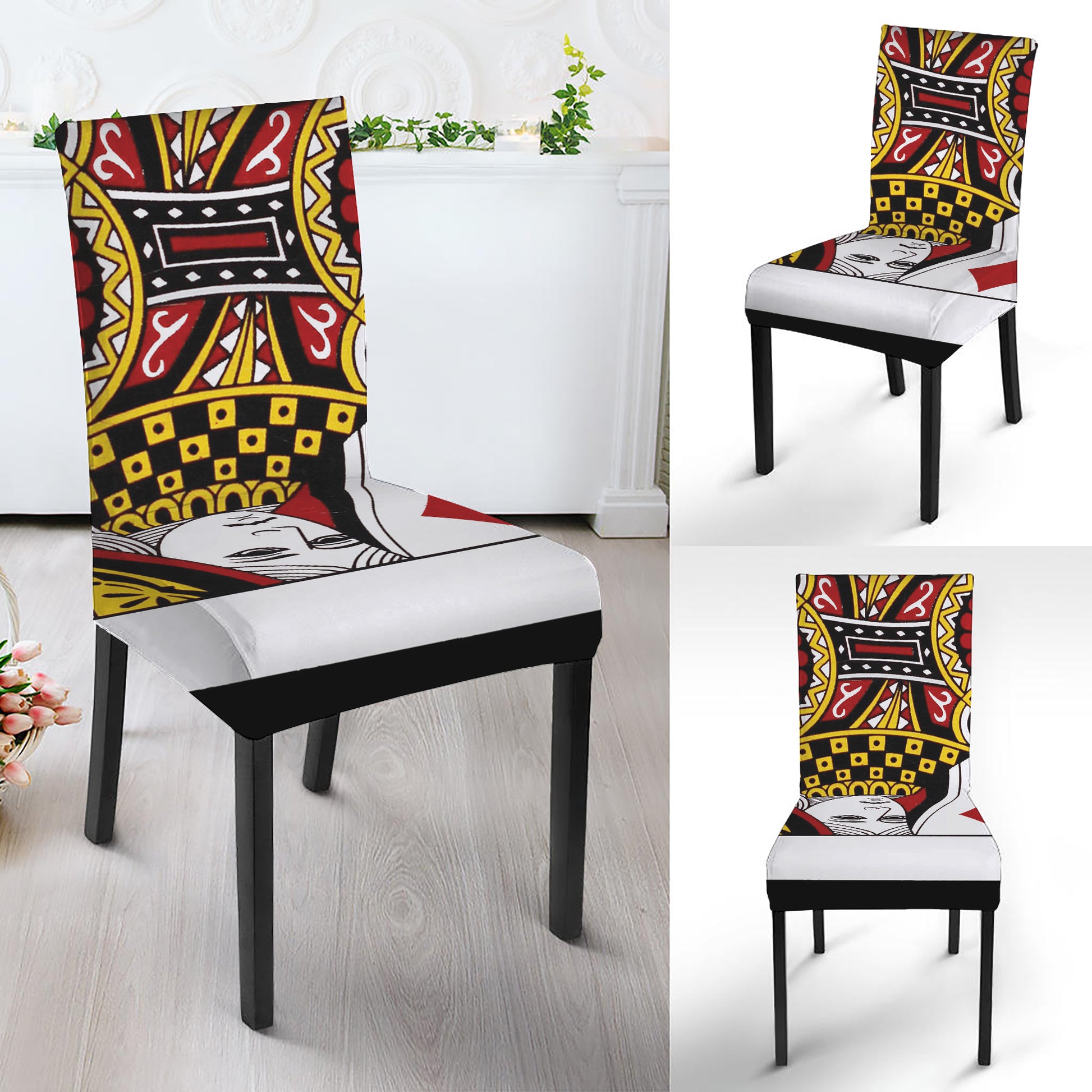 Queen Of Diamonds Playing Card Print Dining Chair Slipcover