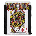 Queen Of Diamonds Playing Card Print Duvet Cover Bedding Set