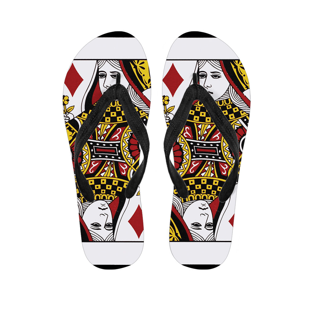 Queen Of Diamonds Playing Card Print Flip Flops
