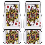 Queen Of Diamonds Playing Card Print Front and Back Car Floor Mats
