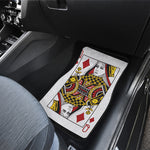 Queen Of Diamonds Playing Card Print Front and Back Car Floor Mats