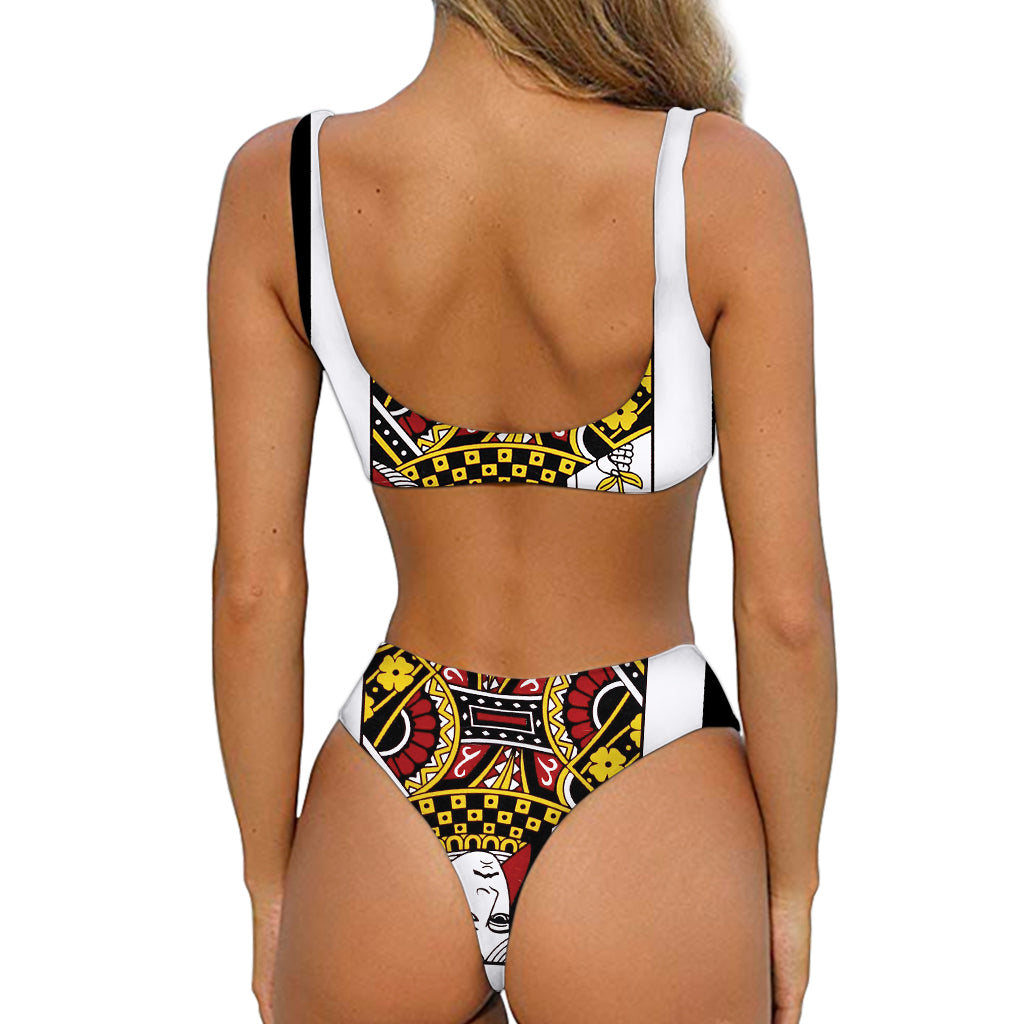 Queen Of Diamonds Playing Card Print Front Bow Tie Bikini