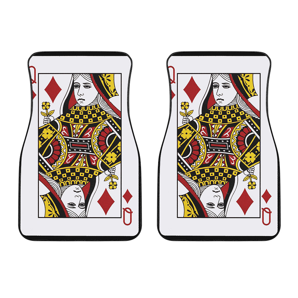 Queen Of Diamonds Playing Card Print Front Car Floor Mats