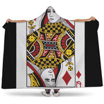 Queen Of Diamonds Playing Card Print Hooded Blanket