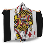 Queen Of Diamonds Playing Card Print Hooded Blanket