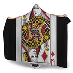 Queen Of Diamonds Playing Card Print Hooded Blanket