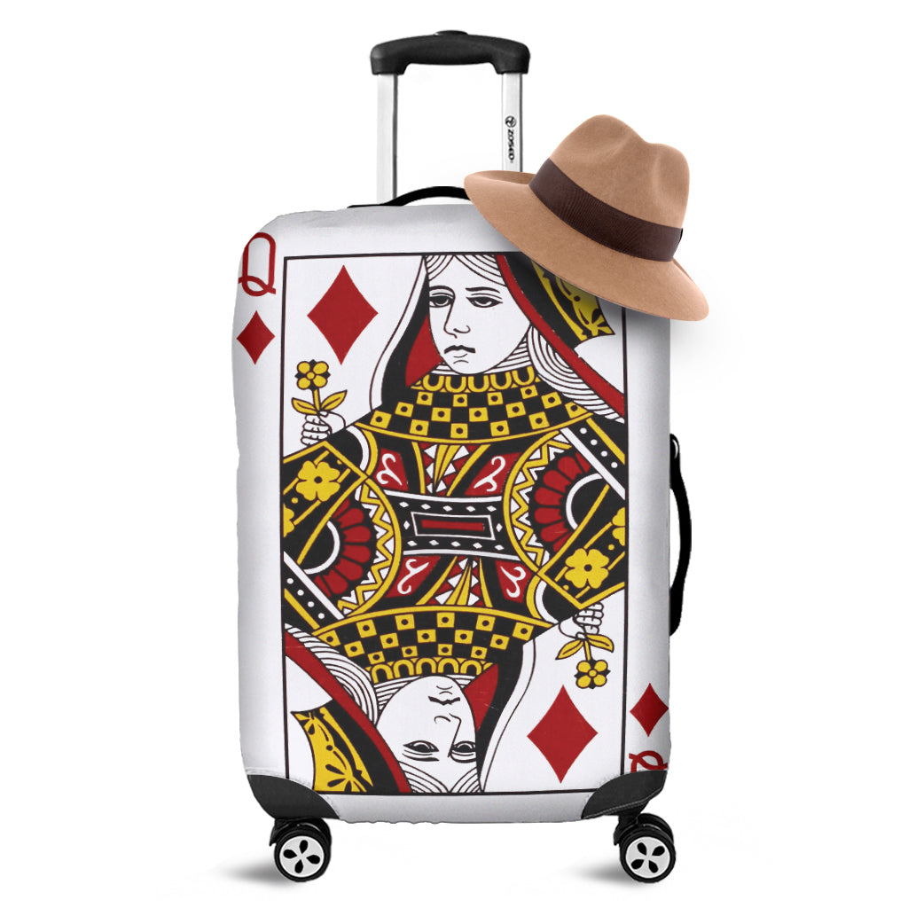 Queen Of Diamonds Playing Card Print Luggage Cover